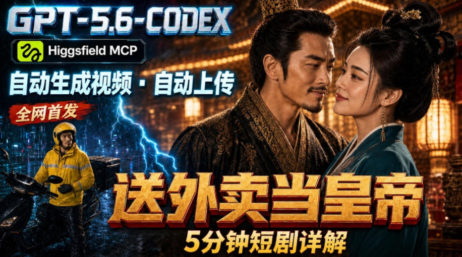 GPT-5.6 Codex+Higgsfield MCP：一条指令生成5分钟短剧并自动上传YouTube(油管)-吾爱自习网