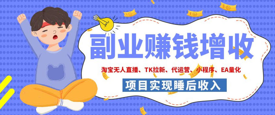 2026年多个真实落地副业项目，手把手带你搭建被动收入管道(淘宝无人直播、海外TK拉新、CSGO饰品交易、去水印小程序等)【揭秘】-吾爱自习网