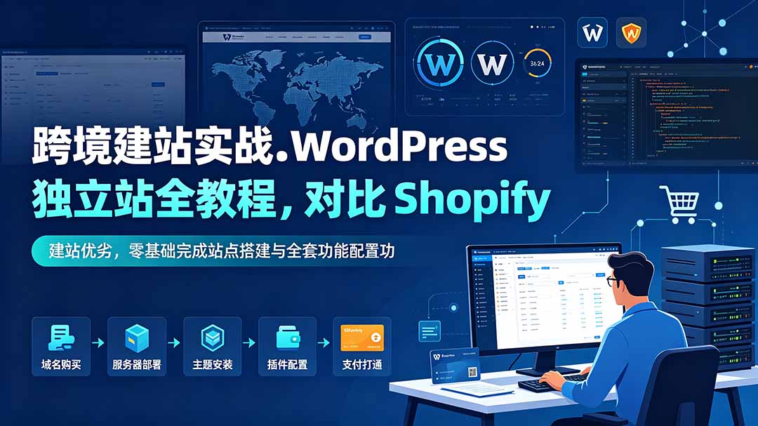 跨境建站实战:WordPress 独立站全教程,对比 Shopify 建站优劣,零基础完成站点搭建与全套功能配置-吾爱自习网
