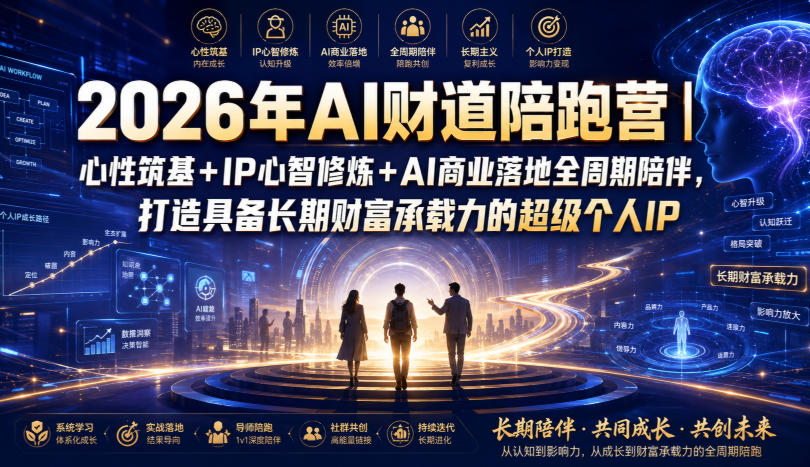 2026年AI财道陪跑营｜心性筑基+IP心智修炼+AI商业落地全周期陪伴，打造具备长期财富承载力的超级个人IP-吾爱自习网