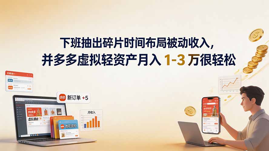 下班抽出碎片时间布局被动收入,拼多多虚拟轻资产月入 1-3 万很轻松-旺仔资源库