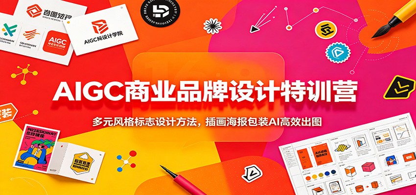 AIGC商业品牌设计特训营：多元风格标志设计方法，插画海报包装AI高效出图｜焦圣希 18818568866