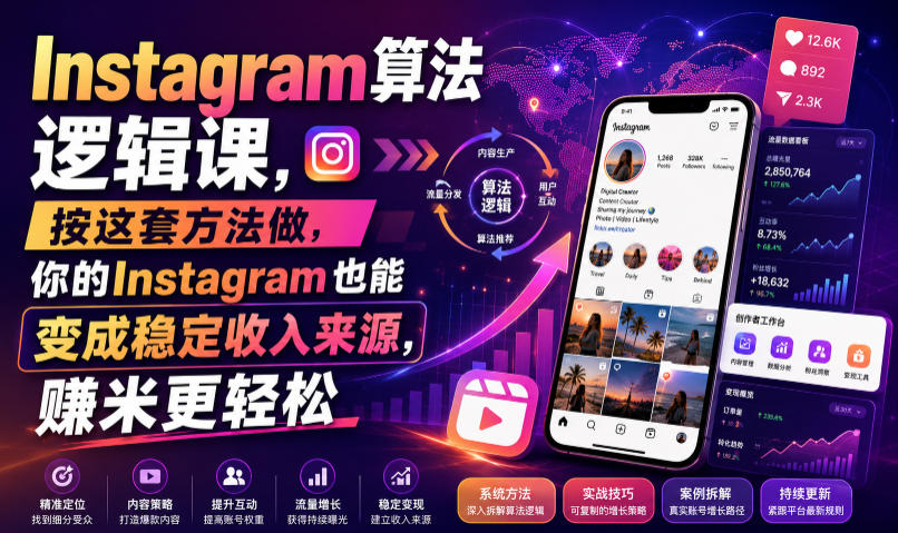 Instagram算法逻辑课，按这套方法做，你的Instagram也能变成稳定收入来源，賺米更轻松【原创双语字幕】-旺仔资源库