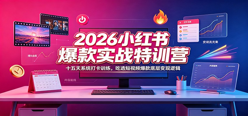 2026小红书爆款实战特训营：十五天系统打卡训练，吃透短视频爆款底层变现逻辑-FANGXZHAN网创