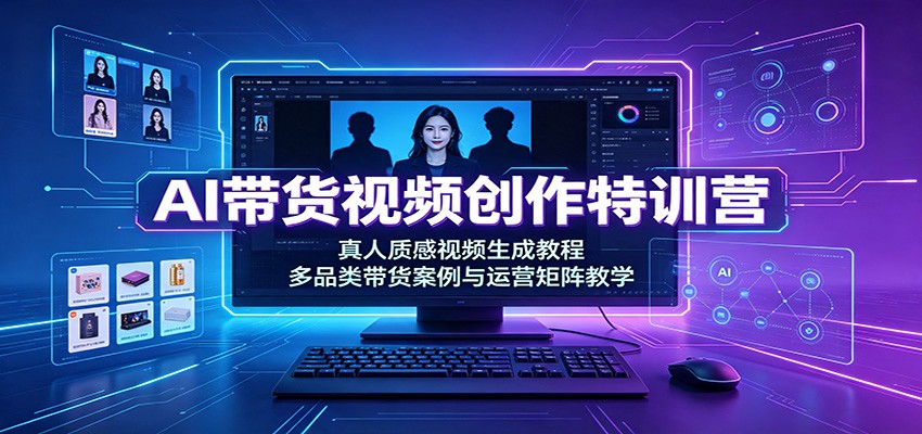 AI带货视频创作特训营：真人质感视频生成教程，多品类带货案例与运营矩阵教学｜焦圣希 18818568866