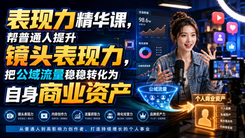 表现力精华课，帮普通人提升镜头表现力，把公域流量稳稳转化为自身商业资产｜焦圣希 18818568866