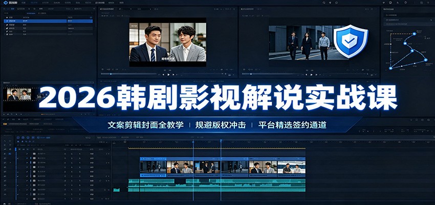 2026韩剧影视解说实战课：文案剪辑封面全教学，规避版权冲击平台精选签约通道｜焦圣希 18818568866