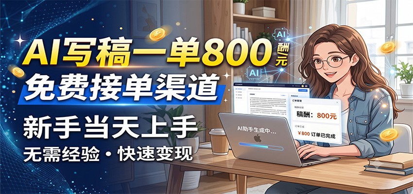 AI写稿一单800，免费接单渠道，一单一结几十到上千，新手当天上手｜焦圣希 18818568866