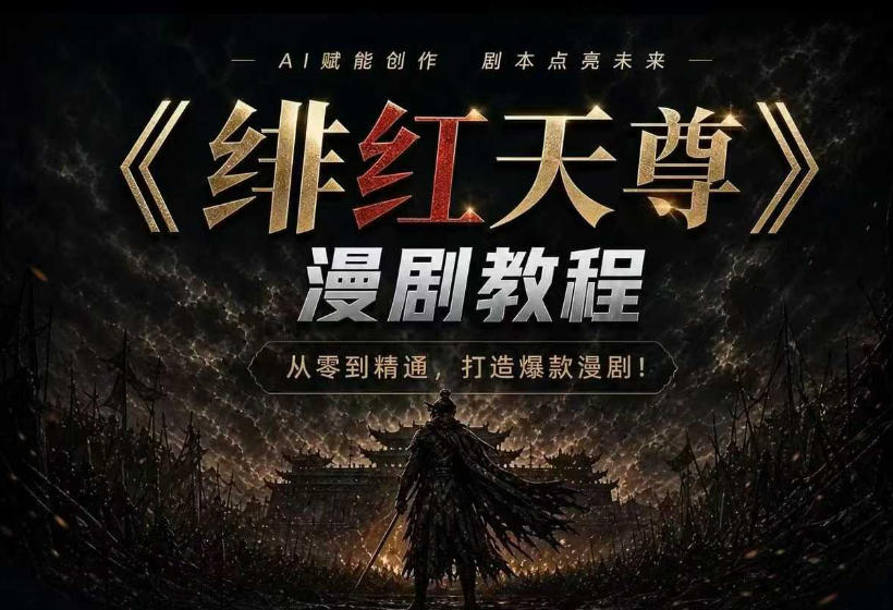 绯红天尊AI漫剧系统教程｜从零入门到精通，工具运用+剧本创作+爆款逻辑+提示词素材+镜头剪辑，全套爆款漫剧落地实战课｜焦圣希 18818568866