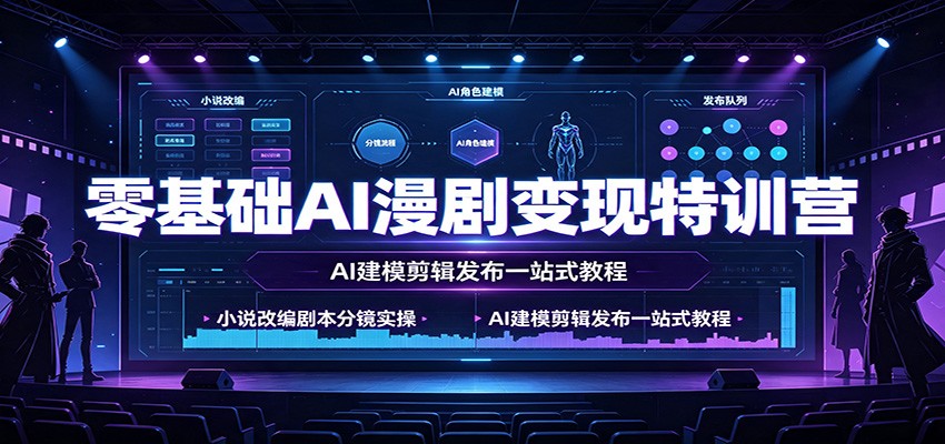 零基础AI漫剧变现特训营：小说改编剧本分镜实操，AI建模剪辑发布一站式教程-FANGXZHAN网创