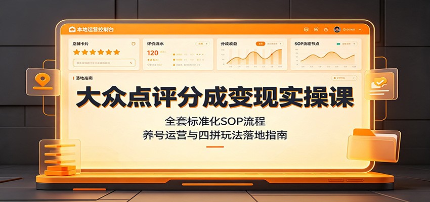 大众点评分成变现实操课：全套标准化SOP流程，养号运营与四拼玩法落地指南｜焦圣希 18818568866