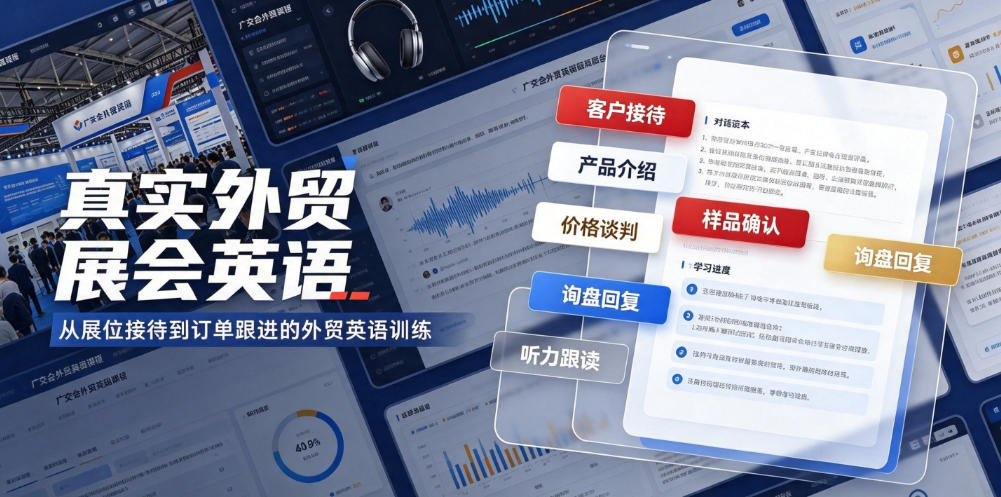 真实外贸展会英语，广交会外贸口语听力突击课程【音频】-吾爱自习网