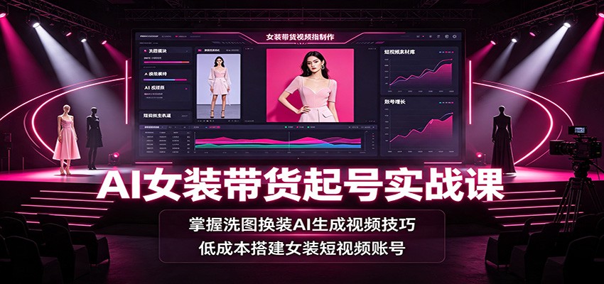 AI女装带货起号实战课：掌握洗图换装AI生成视频技巧，低成本搭建女装短视频账号｜焦圣希 18818568866