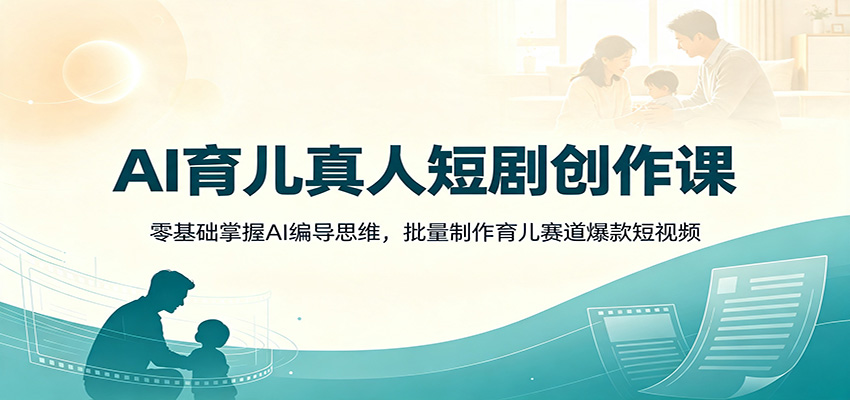 AI育儿真人短剧创作课：零基础掌握AI编导思维，批量制作育儿赛道爆款短视频｜焦圣希 18818568866