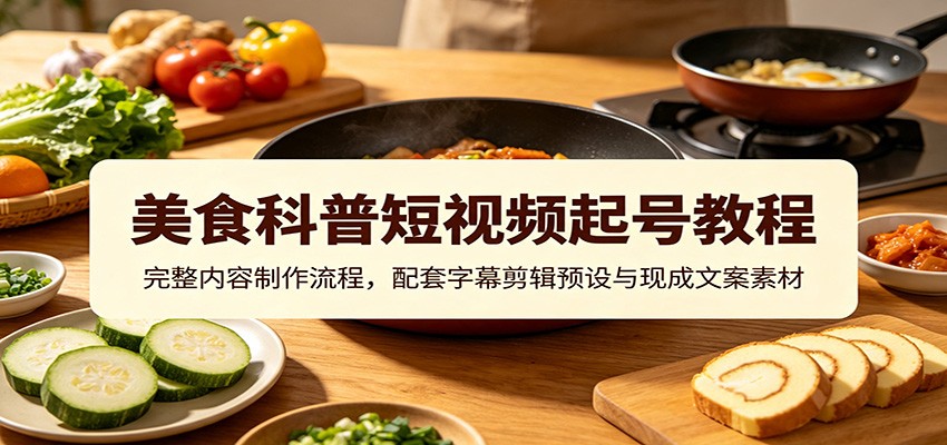 美食科普短视频起号教程：完整内容制作流程，配套字幕剪辑预设与现成文案素材｜焦圣希 18818568866