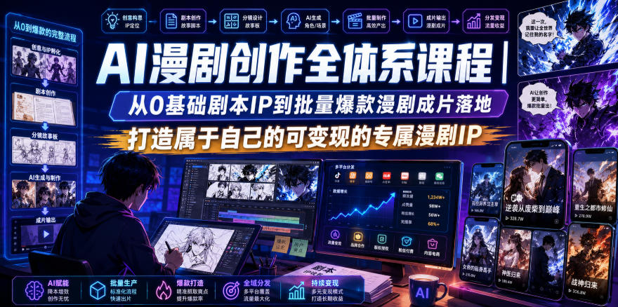 AI漫剧创作全体系课程｜从0基础剧本IP到批量爆款漫剧成片落地，打造属于自己的可变现的专属漫剧IP｜焦圣希 18818568866
