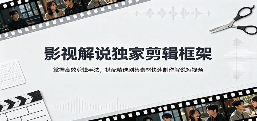 影视解说独家剪辑框架：掌握高效剪辑手法，搭配精选剧集素材快速制作解说短视频-91副业网