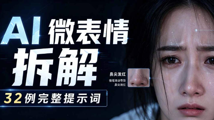 AI微表情拆解提示词合集，精准调控AI角色表情，可直接复用，0基础也能调出影视级表情变化｜焦圣希 18818568866