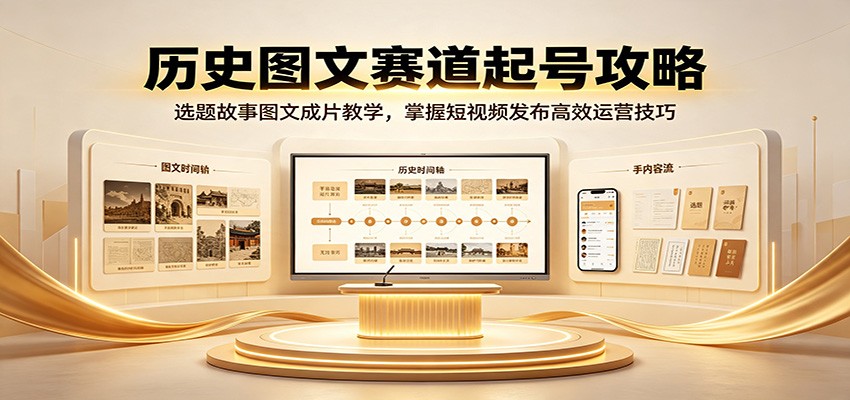 历史图文赛道起号攻略：选题故事图文成片教学，掌握短视频发布高效运营技巧-91副业网