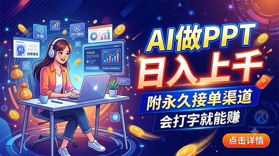 AI做PPT日入上千，附永久接单渠道，会打字就能赚｜焦圣希 18818568866