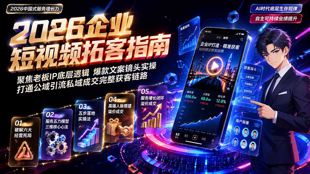 2026AI时代服务增长力实战课-无水印｜五力模型三维心法教学，破解门店客源流失低价内卷实现长效业绩增长｜焦圣希 18818568866