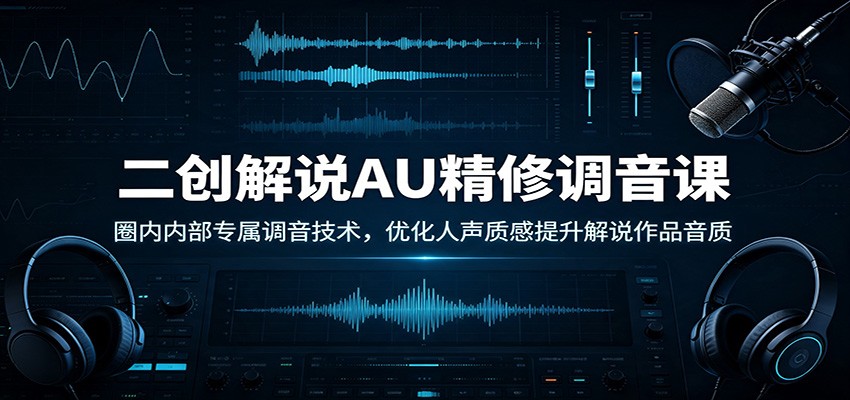 二创解说AU精修调音课：圈内内部专属调音技术，优化人声质感提升解说作品音质｜焦圣希 18818568866