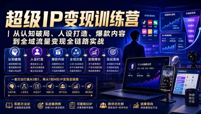 超级IP变现训练营｜从认知破局、人设打造、爆款内容到全域流量变现全链路实战-我爱发帖