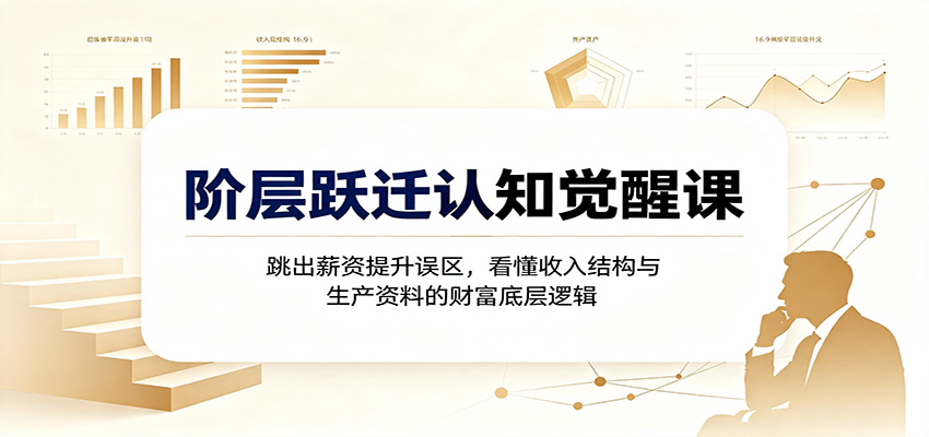 阶层跃迁认知觉醒课:跳出薪资提升误区,看懂收入结构与生产资料的财富底层逻辑汇通分享-分享轻创项目-网络创业-项目实操-兼职-网赚-副业-抖音-快手-小红书-闲鱼-视频号-直播-短视频-中视频-带货-短剧-游戏搬砖-引流等教程课程分享汇通分享