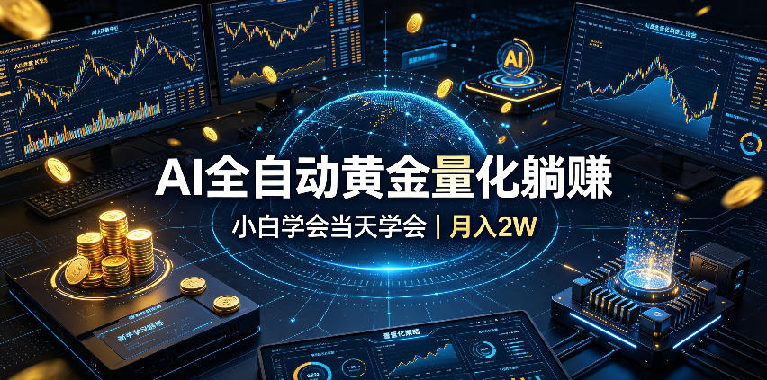 AI全自动黄金量化躺賺:小白学会当天学会,月入2W!【揭秘】汇通分享-分享轻创项目-网络创业-项目实操-兼职-网赚-副业-抖音-快手-小红书-闲鱼-视频号-直播-短视频-中视频-带货-短剧-游戏搬砖-引流等教程课程分享汇通分享