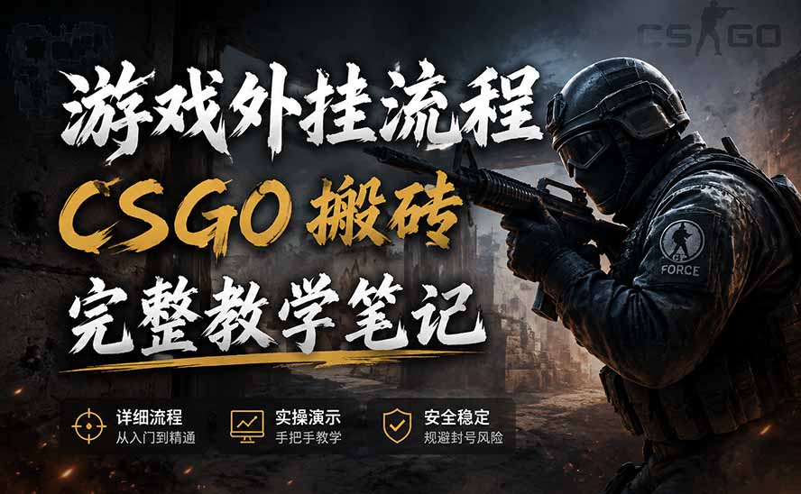 游戏挂机全流程笔记分享，CSGO游戏搬砖，小白看了当天学会见收益-旺仔资源库
