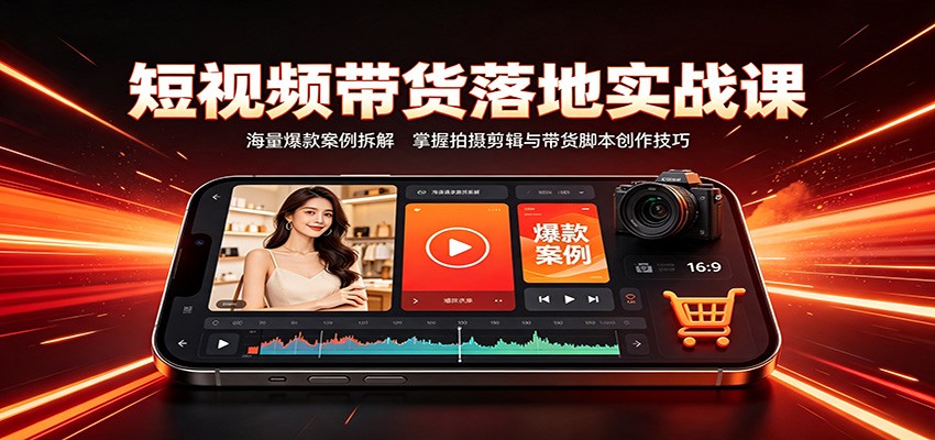 短视频带货落地实战课：海量爆款案例拆解，掌握拍摄剪辑与带货脚本创作技巧｜焦圣希 18818568866