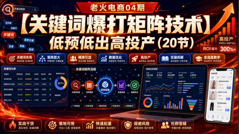老火电商04期：【关键词爆打矩阵技术】低预低出高投产(20节)-旺仔资源库