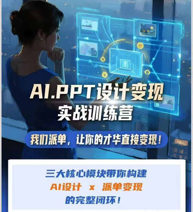 AI+PPT设计变现实战训练营，我们派单，让你的才华直接变现，三大核心模块带你构建Al设计x派单变现的完整闭环｜焦圣希 18818568866