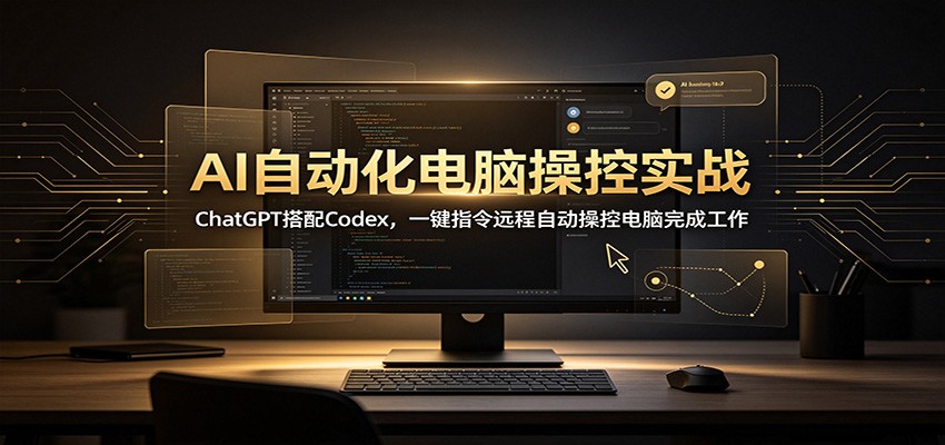 AI自动化电脑操控实战:ChatGPT搭配Codex,一键指令远程自动操控电脑完成工作汇通分享-分享轻创项目-网络创业-项目实操-兼职-网赚-副业-抖音-快手-小红书-闲鱼-视频号-直播-短视频-中视频-带货-短剧-游戏搬砖-引流等教程课程分享汇通分享