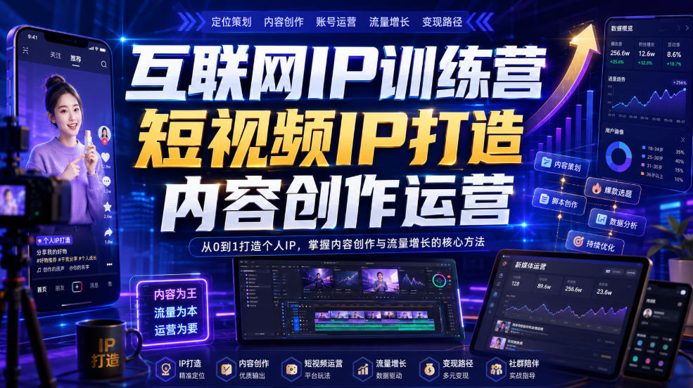 互联网IP训练营，短视频IP打造，内容创作运营｜焦圣希 18818568866