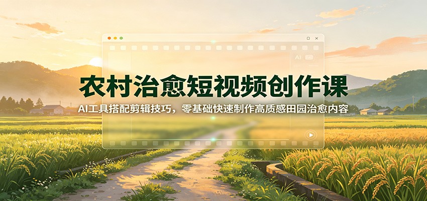农村治愈短视频创作课：AI工具搭配剪辑技巧，零基础快速制作高质感田园治愈内容｜焦圣希 18818568866