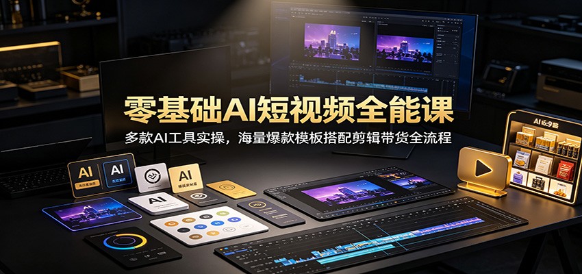 零基础AI短视频全能课：多款AI工具实操，海量爆款模板搭配剪辑带货全流程｜焦圣希 18818568866