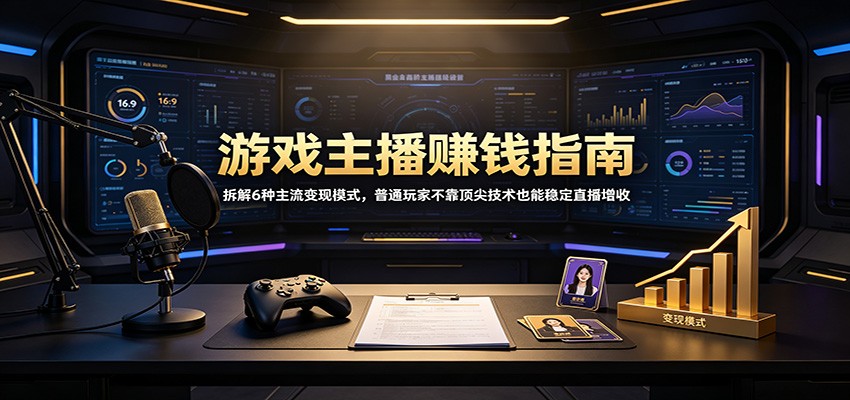 游戏主播赚钱指南:拆解6种主流变现模式,普通玩家不靠顶尖技术也能稳定直播增收-旺仔资源库