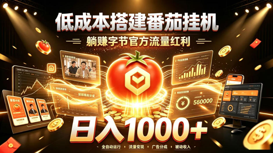 低成本搭建番茄挂G，躺賺字节官方流量红利，日入1k+，全程傻瓜式落地【揭秘】-皮皮网创