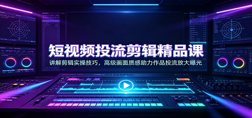 短视频投流剪辑精品课：讲解剪辑实操技巧，高级画面质感助力作品投流放大曝光-我爱发帖