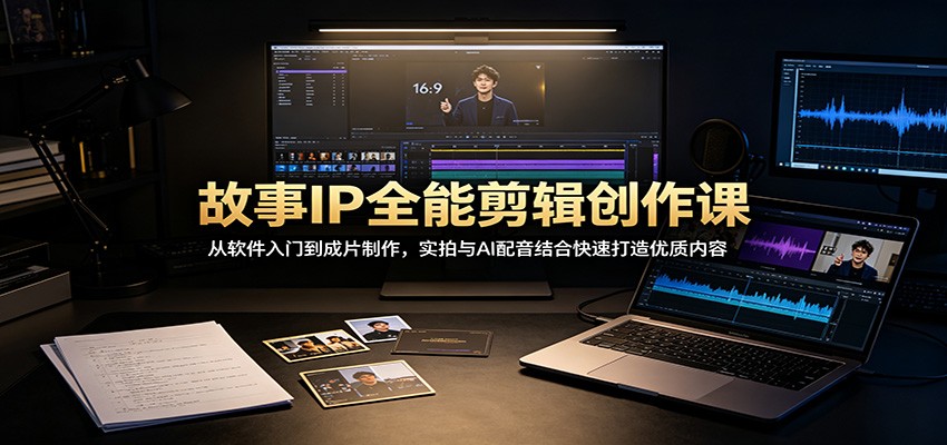 故事IP全能剪辑创作课：从软件入门到成片制作，实拍与AI配音结合快速打造优质内容-旺仔资源库