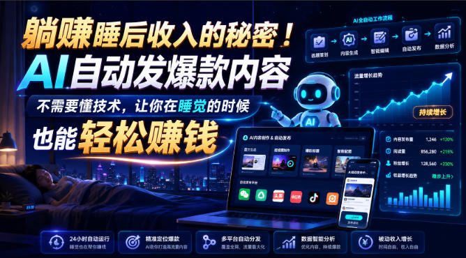 躺賺睡后收入的秘密!AI自动发爆款内容,不需要懂技术,让你在睡觉的时候也能轻松賺钱【原创双语字幕】-我爱发帖