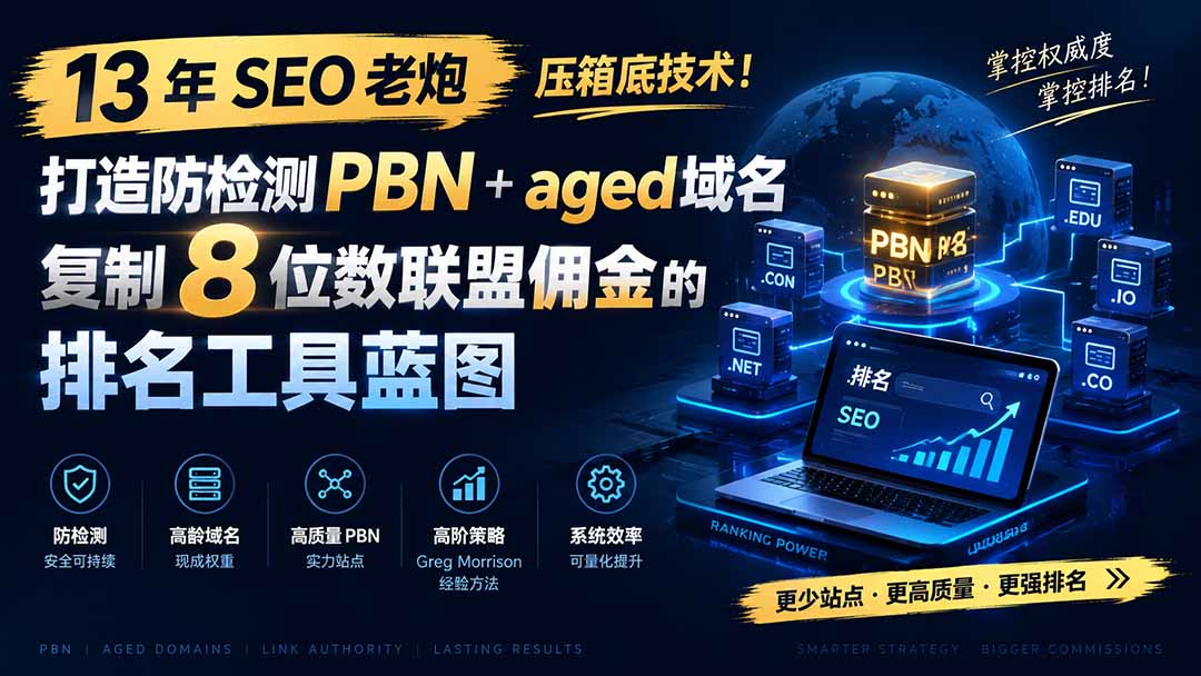 13 年 SEO 老炮压箱底技术!打造防检测 PBN+aged 域名,复制 8 位数联盟佣金的排名工具蓝图【原创双语字幕】-旺仔资源库