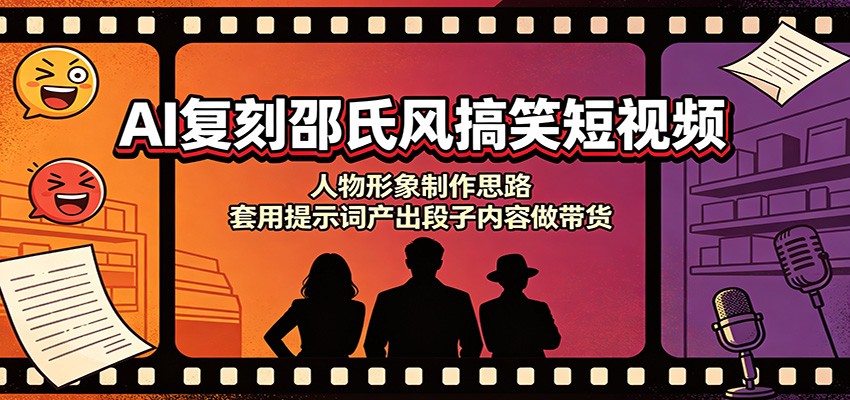 AI复刻邵氏风搞笑短视频：人物形象制作思路，套用提示词产出段子内容做带货-HFXZHAN网创