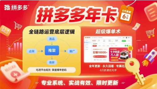 拼多多年卡,拼多多全链路运营底层逻辑,超级爆单术【更新26年8月】-旺仔资源库