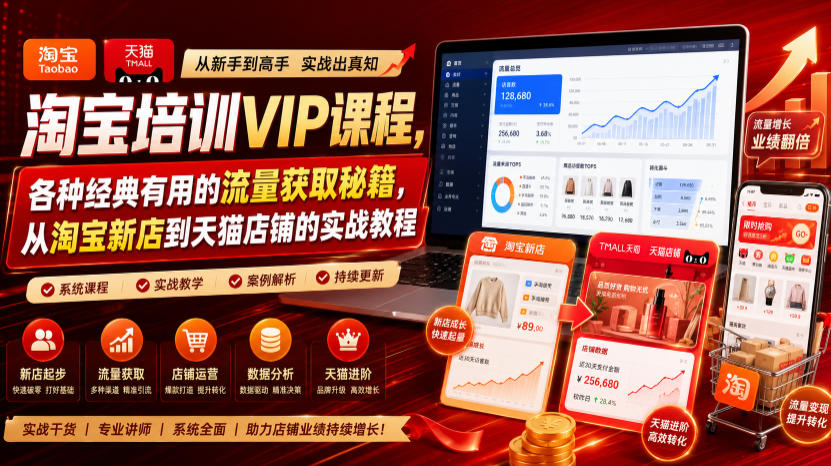 淘宝培训VIP课程,各种经典有用的流量获取秘籍,从淘宝新店到天猫店铺的实战教程(更新08月12日)-皮皮网创