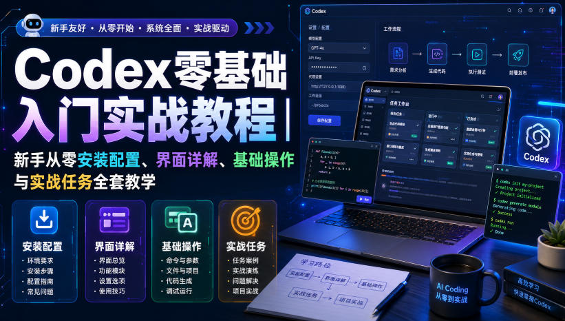 Codex零基础入门实战教程｜新手从零安装配置、界面详解、基础操作与实战任务全套教学-旺仔资源库