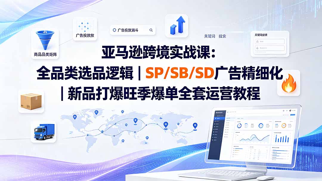 亚马逊跨境实战课-更新:全品类选品逻辑|SP/SB/SD广告精细化|新品打爆旺季爆单全套运营教程-皮皮网创