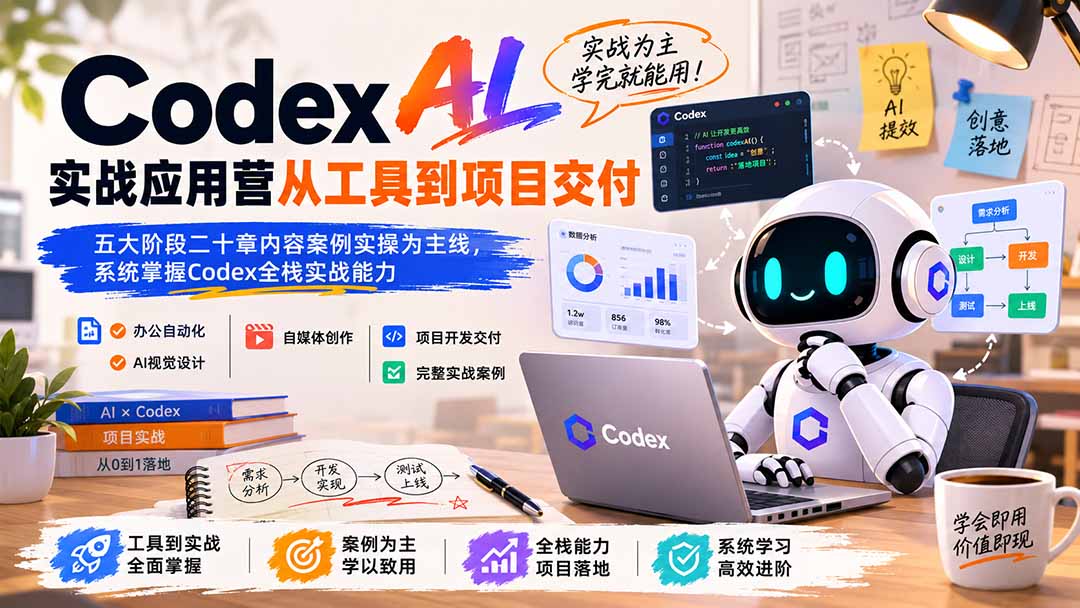 Codex AI实战应用营从工具到项目交付；五大阶段二十章内容案例实操为主线，系统掌握Codex全栈实战能力-我爱发帖