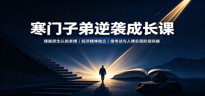 寒门子弟逆袭成长课:摆脱原生认知束缚,经济精神独立,借考试与人情实现阶层突破汇通分享-分享轻创项目-网络创业-项目实操-兼职-网赚-副业-抖音-快手-小红书-闲鱼-视频号-直播-短视频-中视频-带货-短剧-游戏搬砖-引流等教程课程分享汇通分享